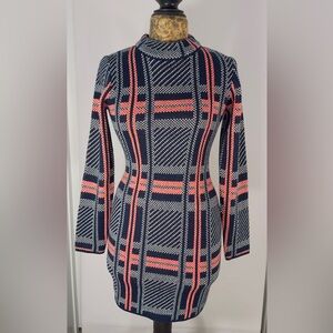 Chic Navy and Red Plaid Dress